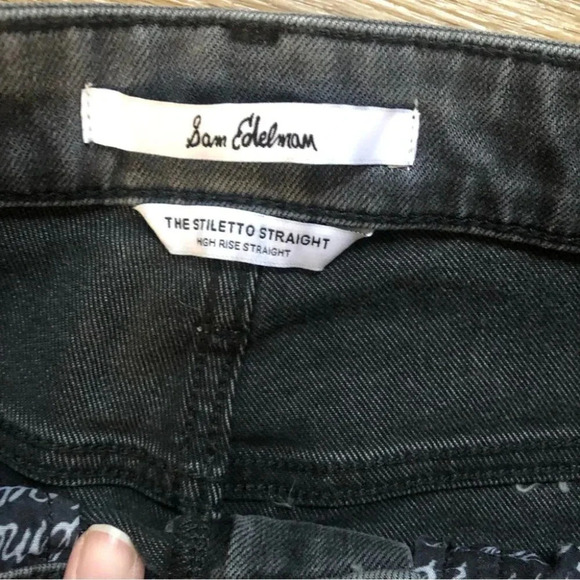 Sam Edelman The Stiletto Straight High Rise Distressed Jeans Black Size 27 NWT - Picture 11 of 12